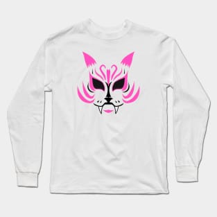 Kitsune Face - Pink Long Sleeve T-Shirt